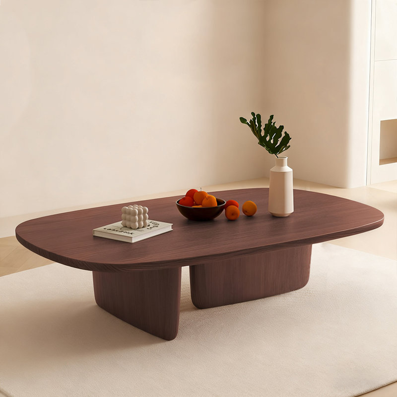 Table basse moderne et simple en bois massif Table basse originale en bois personnalisée pour le salon, Brun noisette