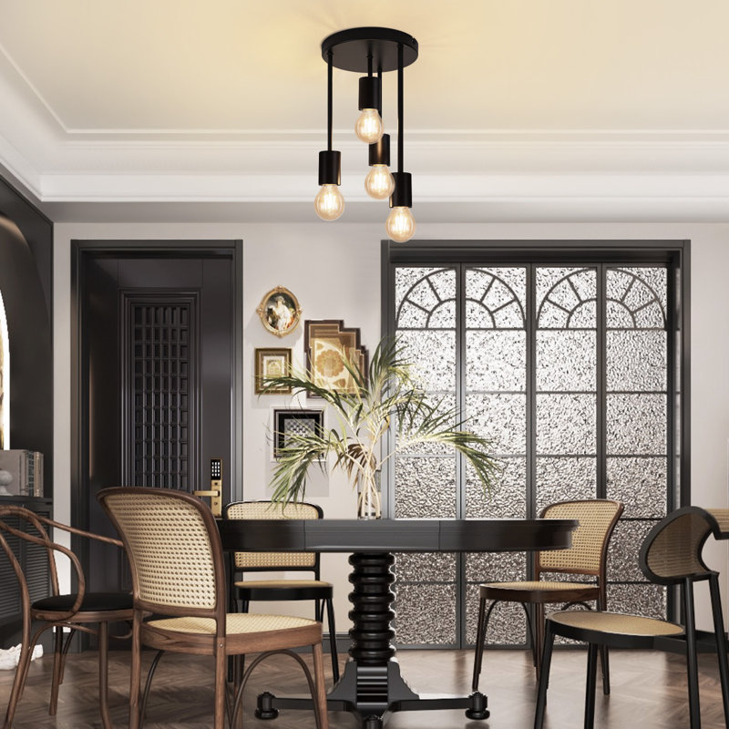 4-Light Black Flush Mount
