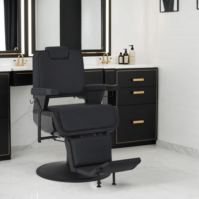 Fauteuil de coiffeur inclinable robuste de 26,7 po de largeur, fauteuil de salon pivotant réglable, similicuir