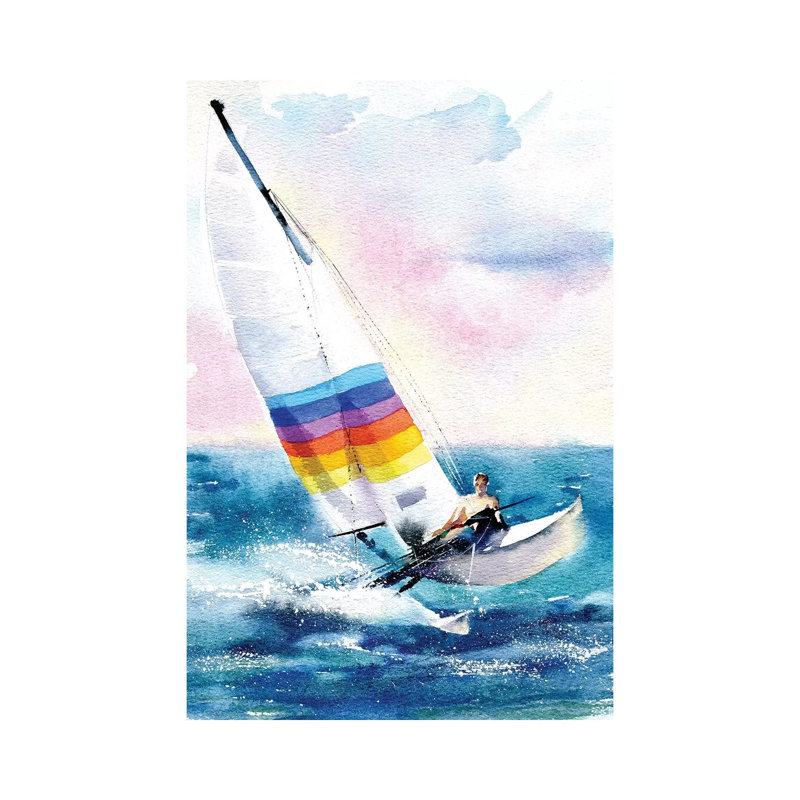 Alone With The Sea by Marina Ignatova - Wrapped Canvas Painting, 30.48 cm H x 45.72 cm W