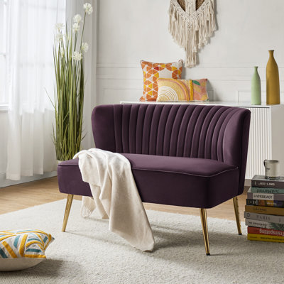 Leona 47" Velvet 2-Seat Armless Loveseat