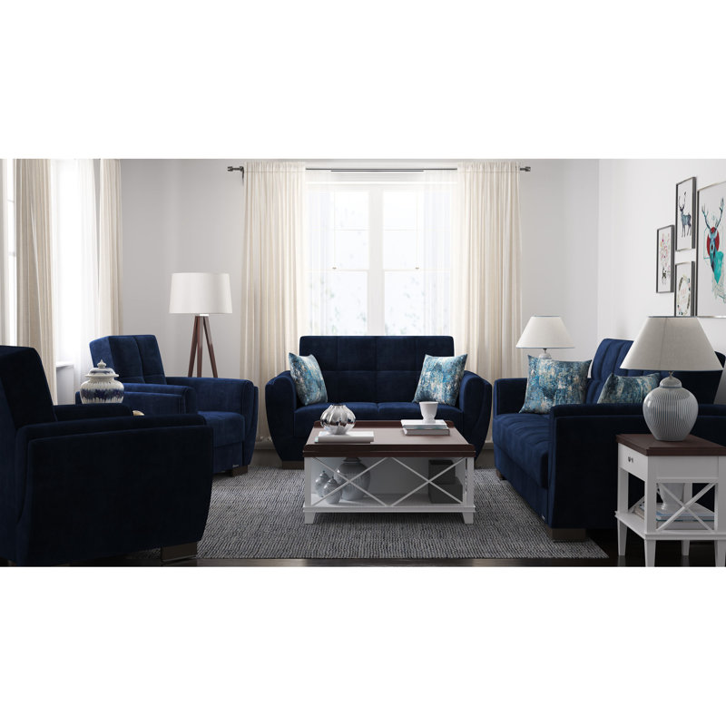 Fauteuil de rangement confortable en microfibre bleue pour une utilisation quotidienne relaxante