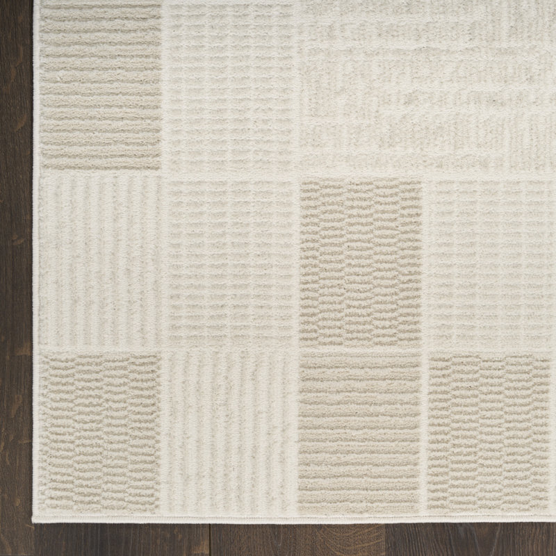 Tapis d'intérieur moderne gris ivoire Ebern Designs Reimann, Rectangle 5 pi x 7 pi
