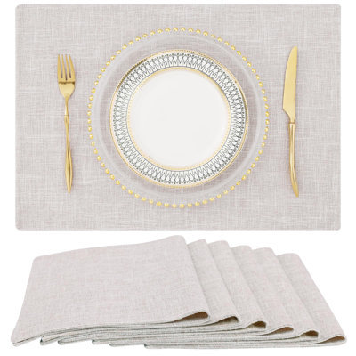 Ensemble de 6 napperons en coton et lin lavables en tissu