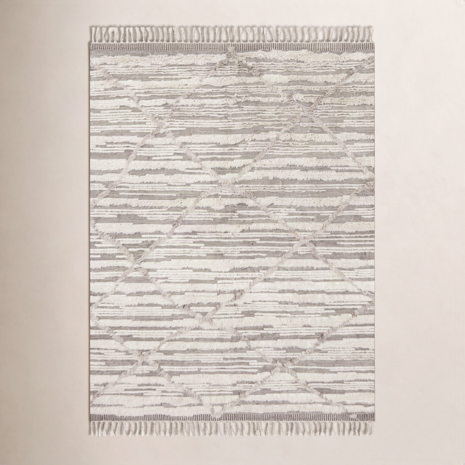 Benjamin Ivory Taupe Hand-Knotted Moroccan Rug, Rectangle 2' x 3'
