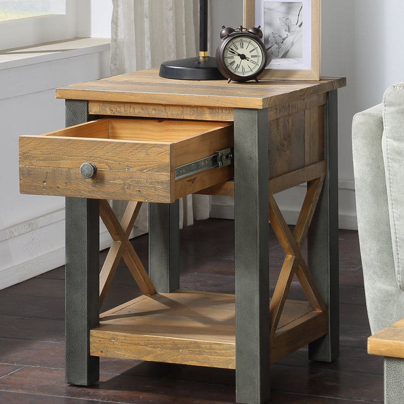 Wilkesville 44cm W Solid Wood Bedside Table