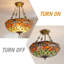 Plafonnier semi-encastré 20 po avec abat-jour vitrail Tiffany Dragonfly Queensbury (ampoules incluses)