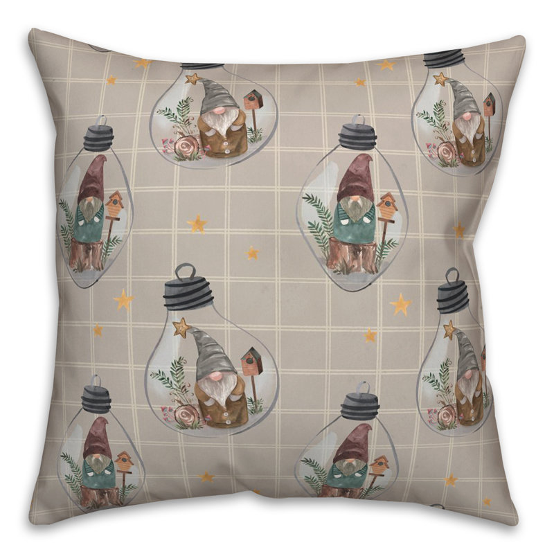  Square Throw Pillow, Gray/White