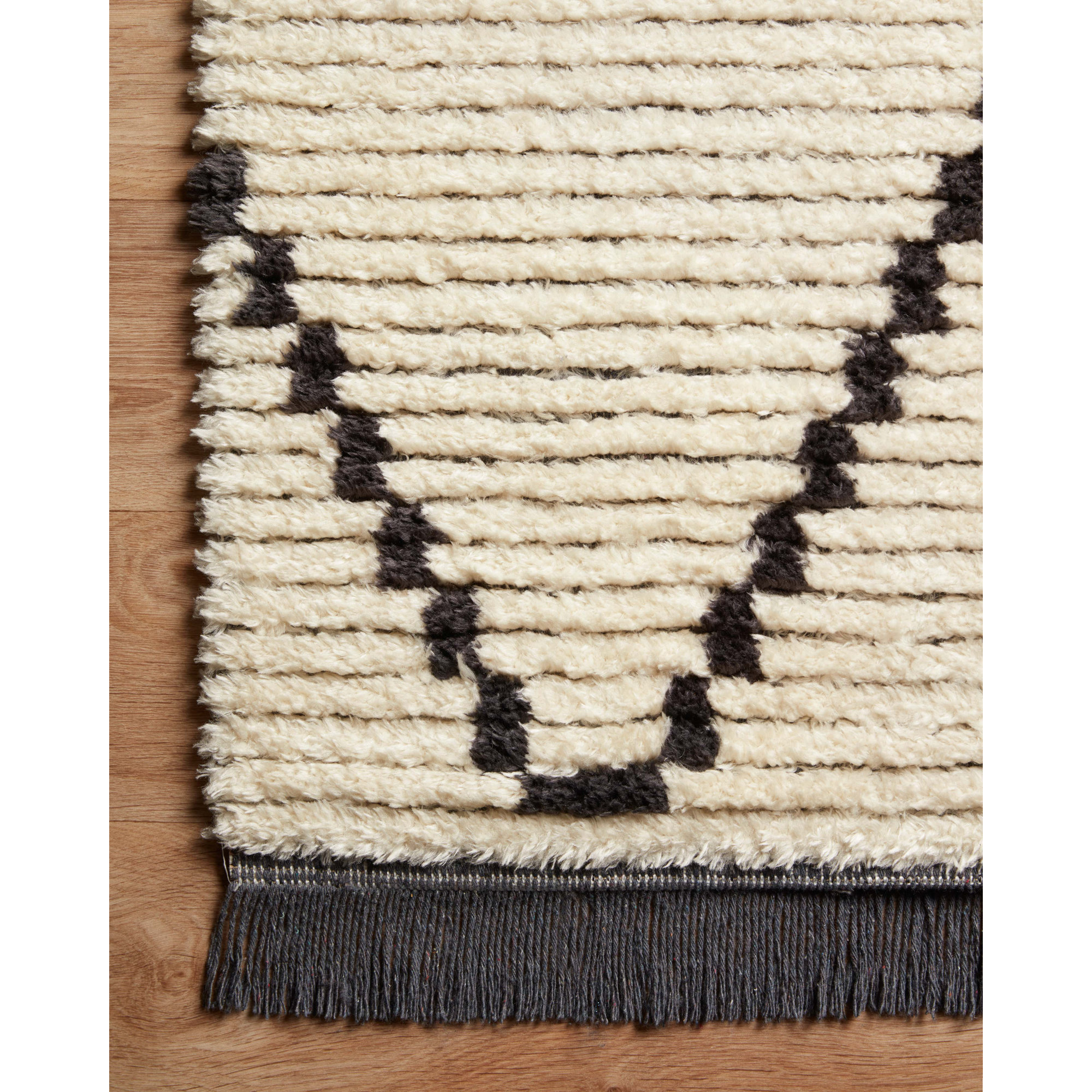 Chris Loves Julia x Loloi Alice Geometric Cream/Charcoal Rug, Square 1'6"