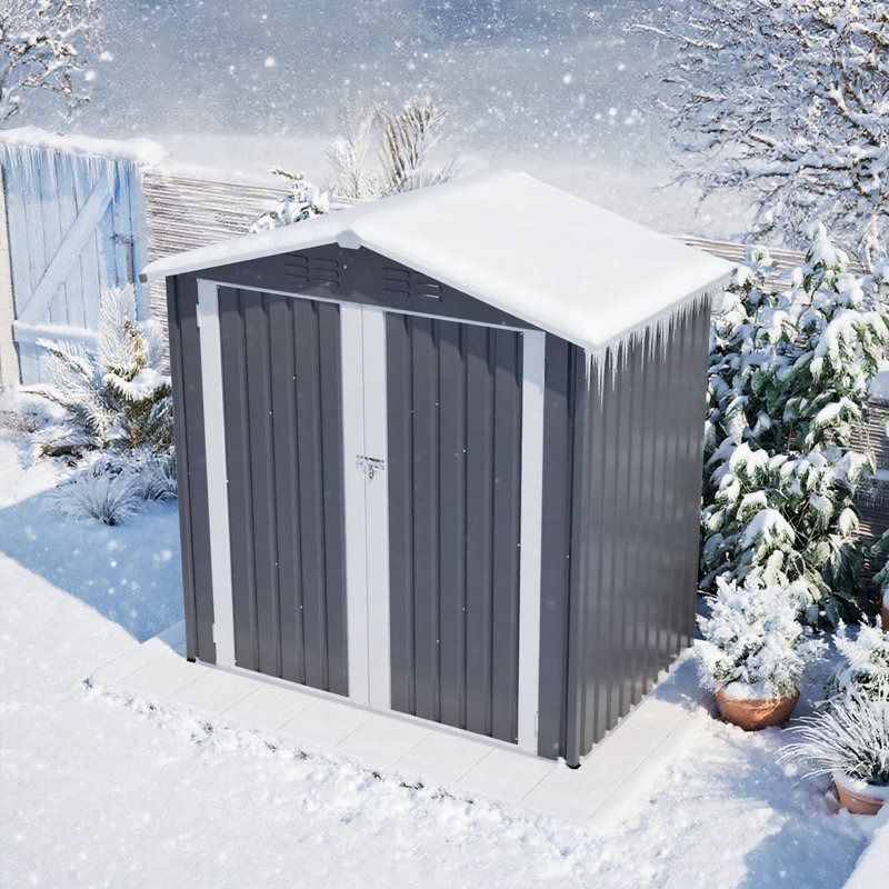 Metal Outdoor Storage Shed 6 x 4 FT Metal Shed with Lockable Door,Waterproof Garden Tool Shed Storage House for Backyard Patio Lawn,Gray