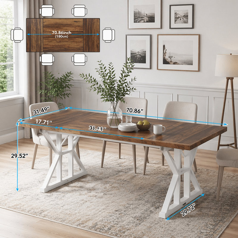 Kitchen Table,Dining Table, Brown / White
