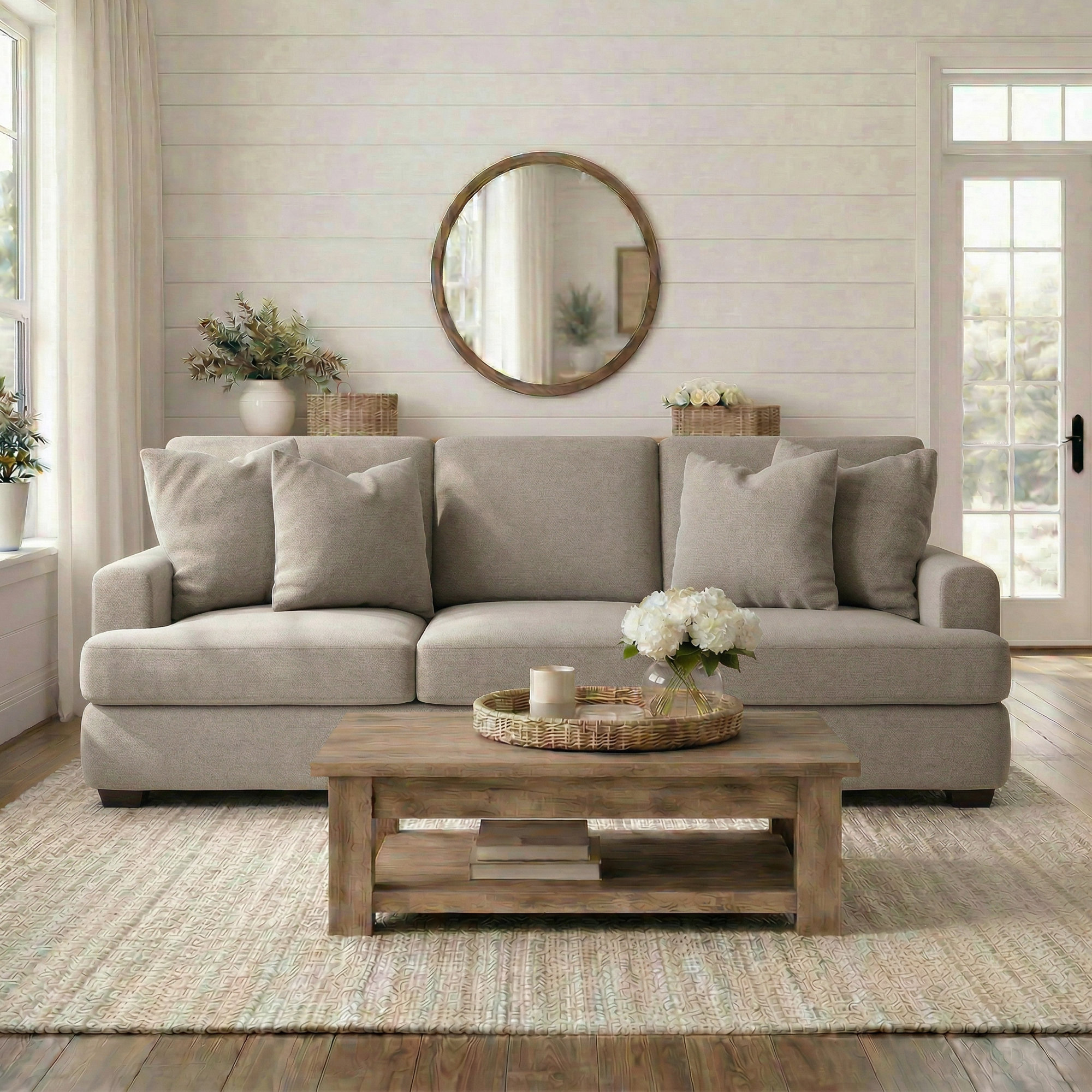 Emilio 90'' Upholstered Sofa, Sustain® Dursky Linen