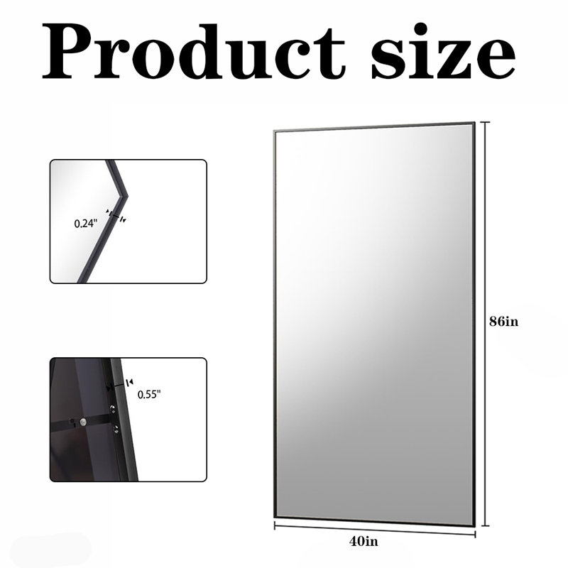 Full Length Mirror, Rectangle Floor Mirror For Entryway,Bedroom, Living Room ，Aluminum Alloy Frame，Full Length Mirror Floor Mirrors With Stand