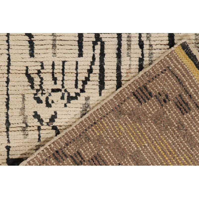 Moroccan Hand Knotted Silk Geometric Area Rug, Rectangle 6' x 8'