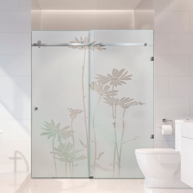 Portes de douche en verre sans cadre de l 64 po x H 80 po, Semi-privé, Oui