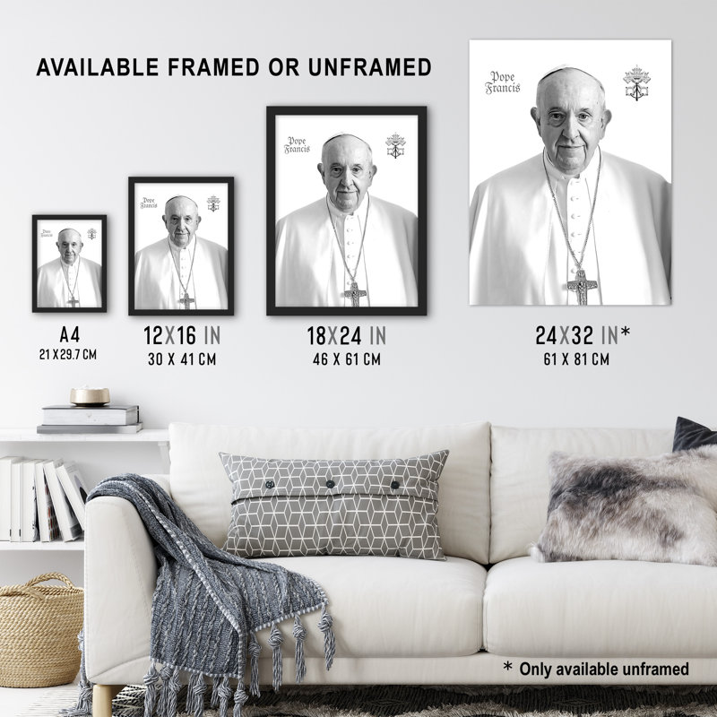 Pope Francis Portrait Holy See Emblem Wall Art Print