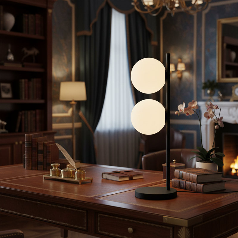 Double Globe Table Lamp, Black