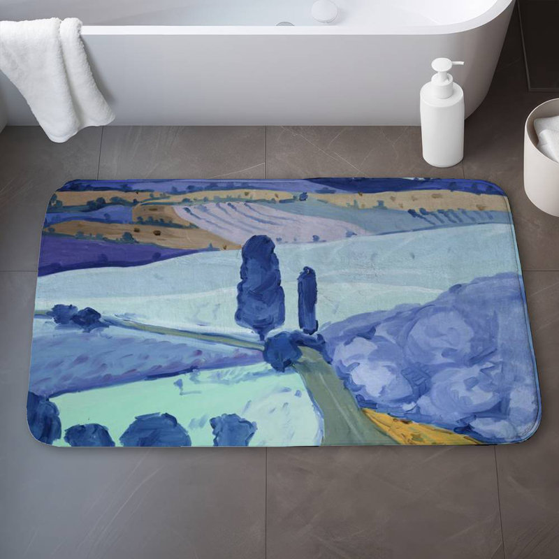 Tuscany field Bath Mat with Non-Slip Backing - Quick Dry Memory Foam Bathroom Rug - Absorbent - Modern Plush Spa-Style - Machine Washable