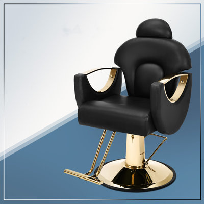 Inbox Zero Oversized Reclining Salon Chair, 360 Degree Swivel Hydraulic Pump Heavy Duty Hair Barber Chair