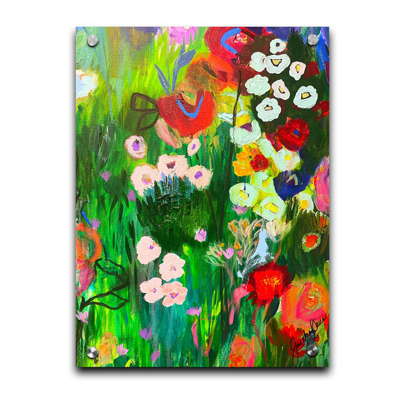 Jardin floral I par JD Studio, Sans cadre en plastique / acrylique, Pas de tapis, H 18 po x l 24 po