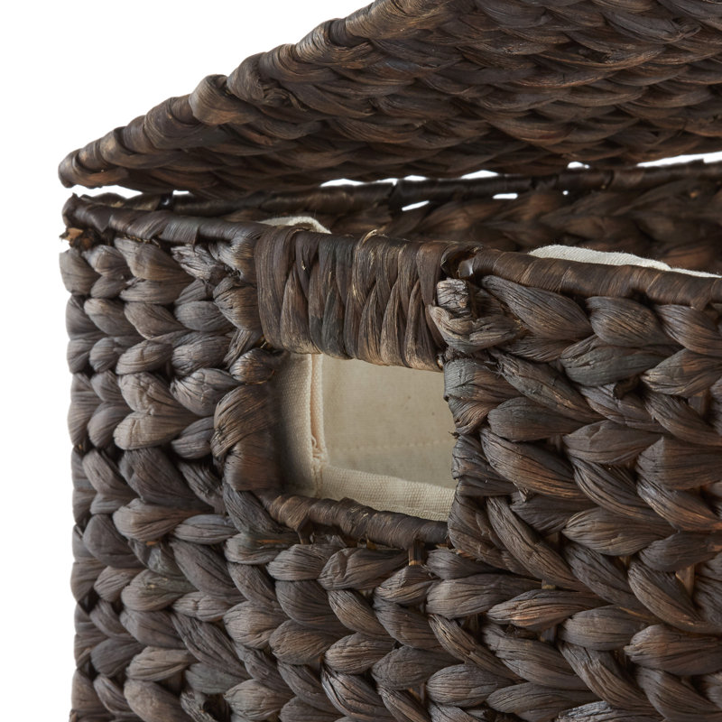 Casafield Laundry Hamper with Lid, 2-Section Water Hyacinth Laundry Basket, Brown