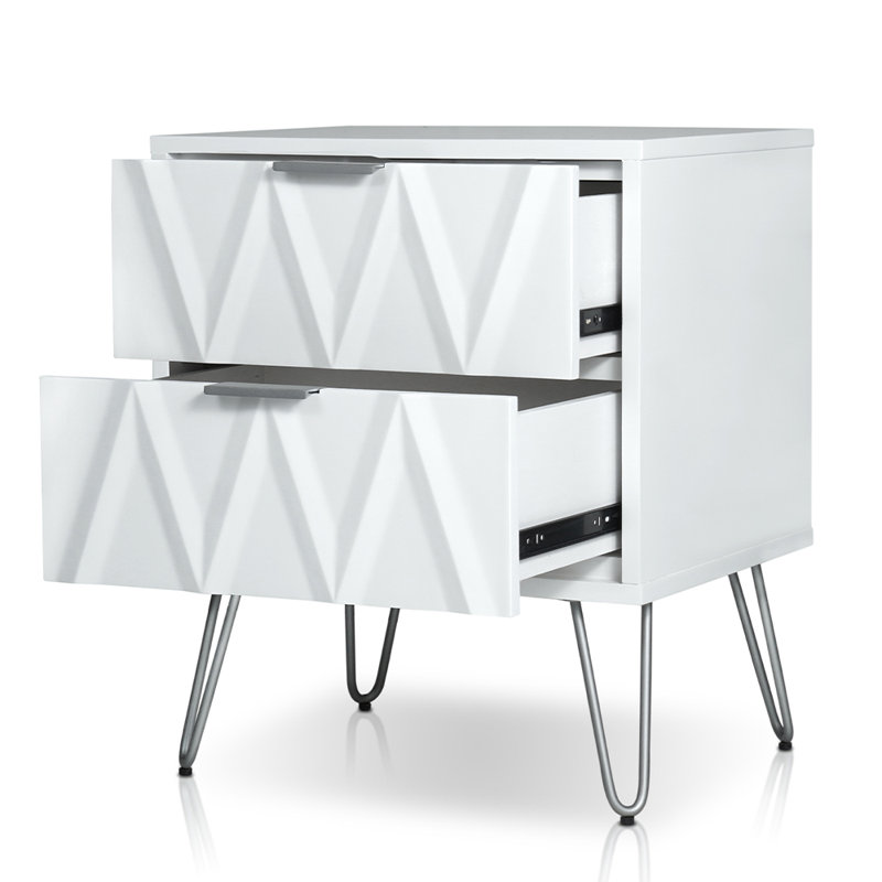 Table de chevet avec 2 tiroirs Crawfordsville