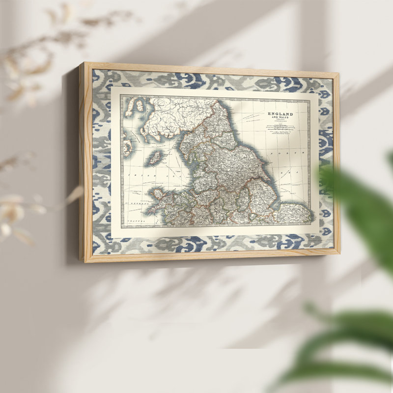 Carte de l'Angleterre et du Pays de Galles - impression encadrée - réversible, Naturel, H 22 po x l 28 po