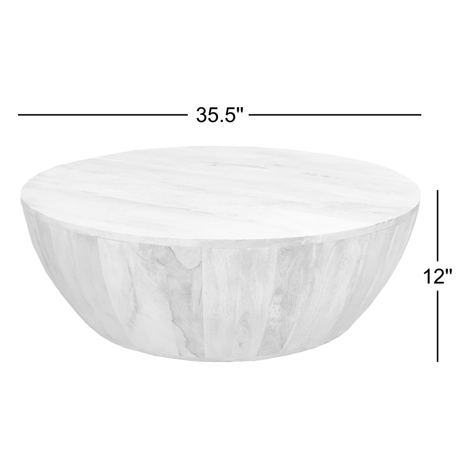 Teasdale 36" Mango Drum Coffee Table, Distressed Brown