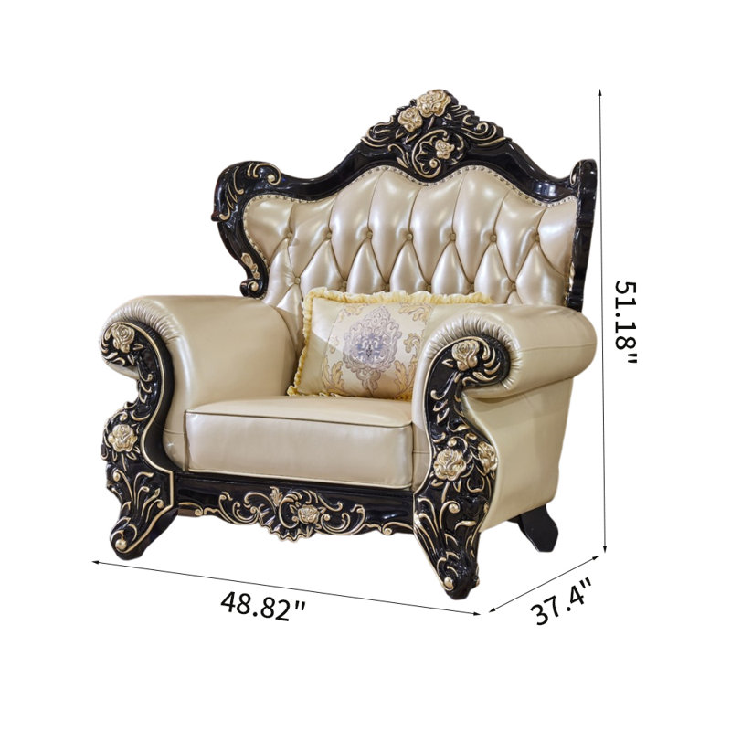 Fauteuil en cuir de vache de 48 po