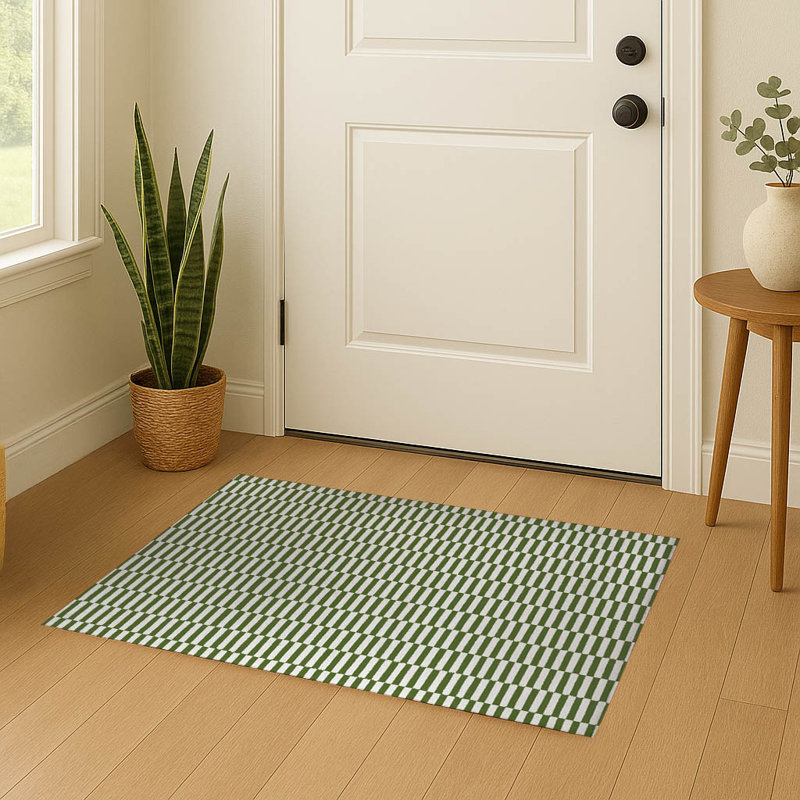 Paillasson Off Stripe, L 60 po x L 36 po, Vert olive