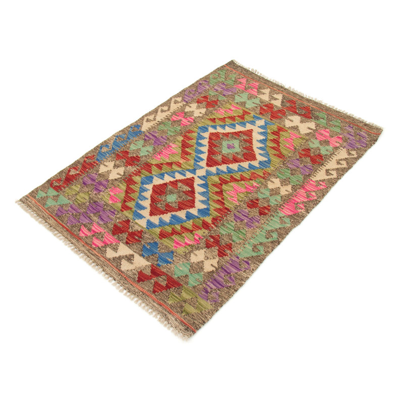 Geometric Wool Hand Woven 80cm X 120cm Area Rug