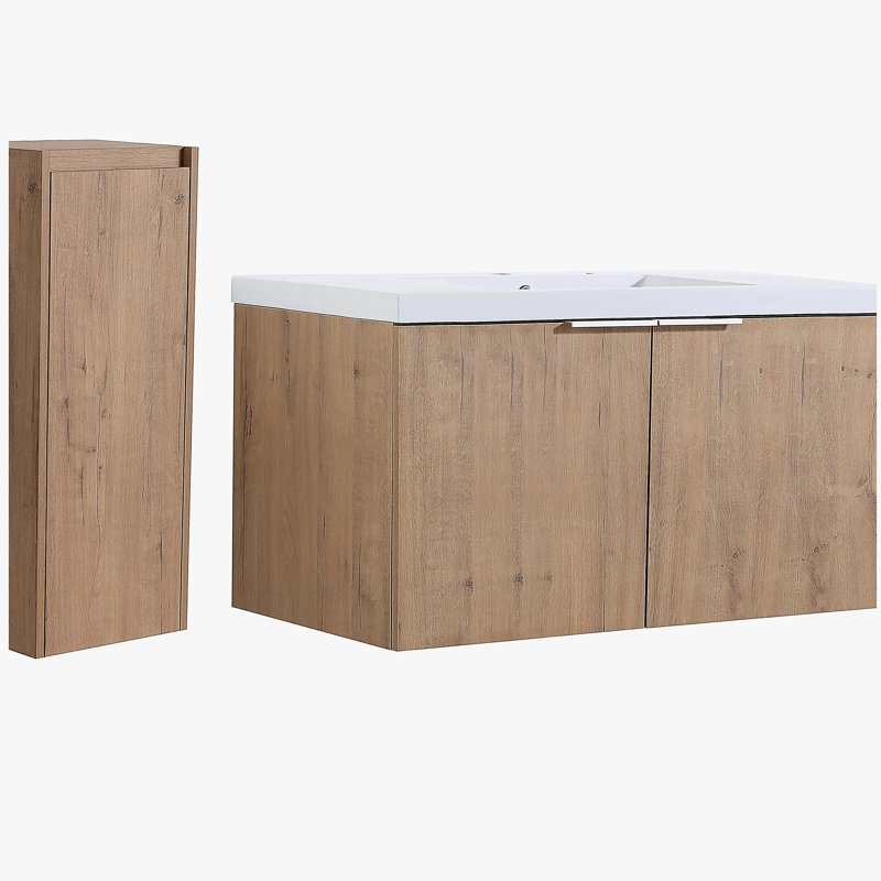Meuble-lavabo mural 36 po avec lavabo et armoire latérale 36 po