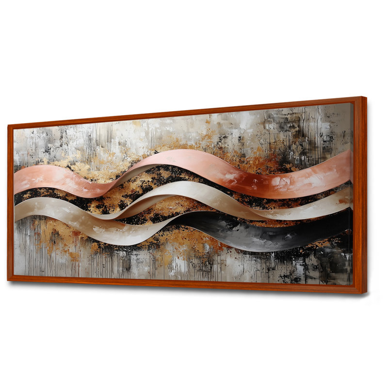 Nwamaka - Abstract Wall Art, Brun, H 28 po x l 60 po, Impression encadrée flottante