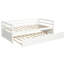 Lit de jour simple en bois avec structure gigogne coulissante, finition blanche