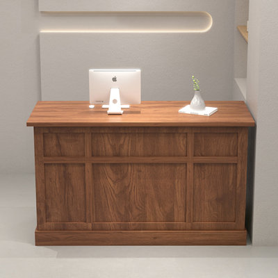 Retro Rectangular Manufactured Wood Reception Desk