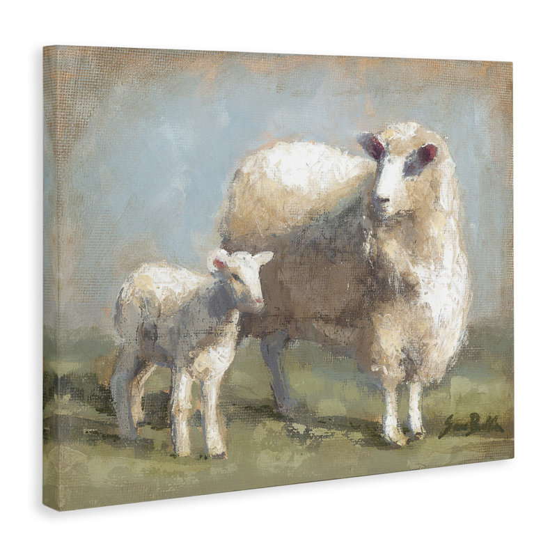 "Sheep Lamb Family Farm", art mural par Sara Baker, H 16 po x l 20 po x P 1,5 po