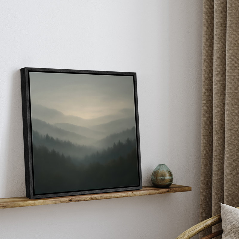 «Misty Mountain Forest Valley Landscape», reproduction d'art sur toile encadrée, H 16 po x l 16 po x P 1,5 po