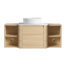 Meuble-lavabo mural avec lavabo d'art en céramique et 2 tablettes de rangement, porte à fermeture en douceur, emballage KD, contreplaqué