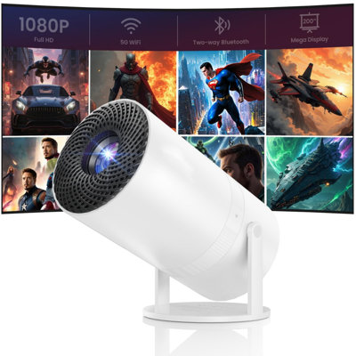 Mini Projector With Wifi And Bluetooth, Portable Movie Projector With 180° Rotatable, 1080P HD Supported, Auto Vertical Keystone, Compatible With Smar