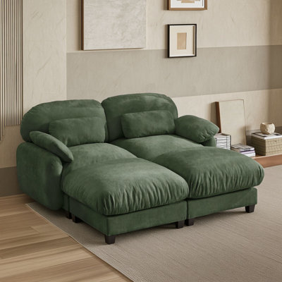 Two Seat Modular Sofa with Removable Ottoman