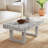 Handmade Coconut Shell Mosaic Coffee Table – Rustic Farmhouse & Coastal Style Rectangle Accent Table With White Patina Finish