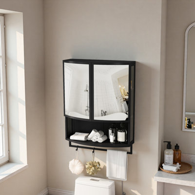 Penderie moderne en verre arqué 23,62 "à deux portes avec miroir incassable sans verre - double couche