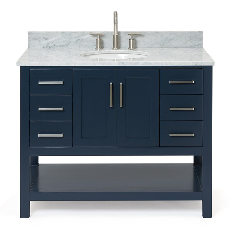 Magnolia Bath Vanity Rectangular Basin S061SCW2R, Oval, Midnight Blue, 43"