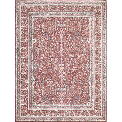 Hand Knotted Wool Area Rug in Red
