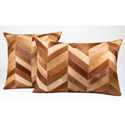 Canvello Genuine Cowhide Leather Decorative Throw Pillows - Handmade Patchwork Boho Accent Pillows For Sofa, Couch, Bed, Chair - Western Southwestern Farmhouse Pillow Covers With Feather Down Insert Included