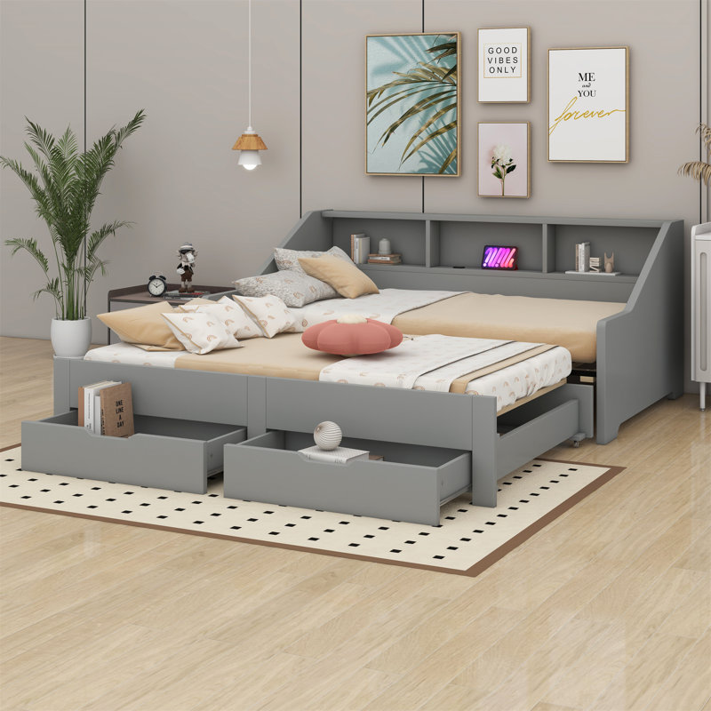 Lit avec rangement Jong, gris