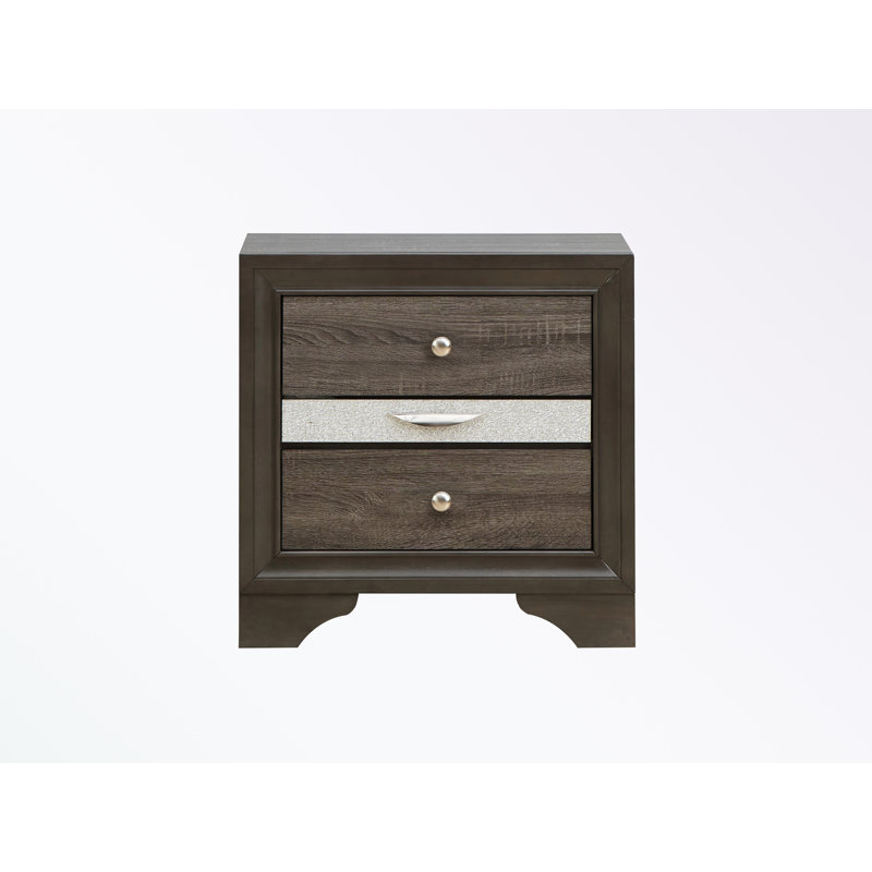 Nightstand with three drawers, Grey