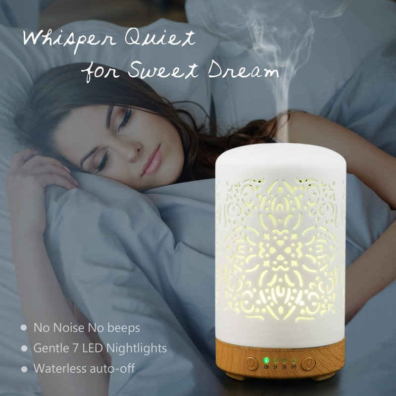 Essential Oil Diffuser White Ceramic Diffuser 100 Ml Timers Night Lights And Auto Off Function Home Office Humidifier Aromatherapy Diffusers For Essential Oils