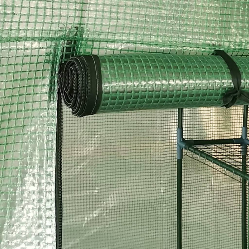 Green 56.3" x 76.8" Steel Frame Greenhouse with Shelves
