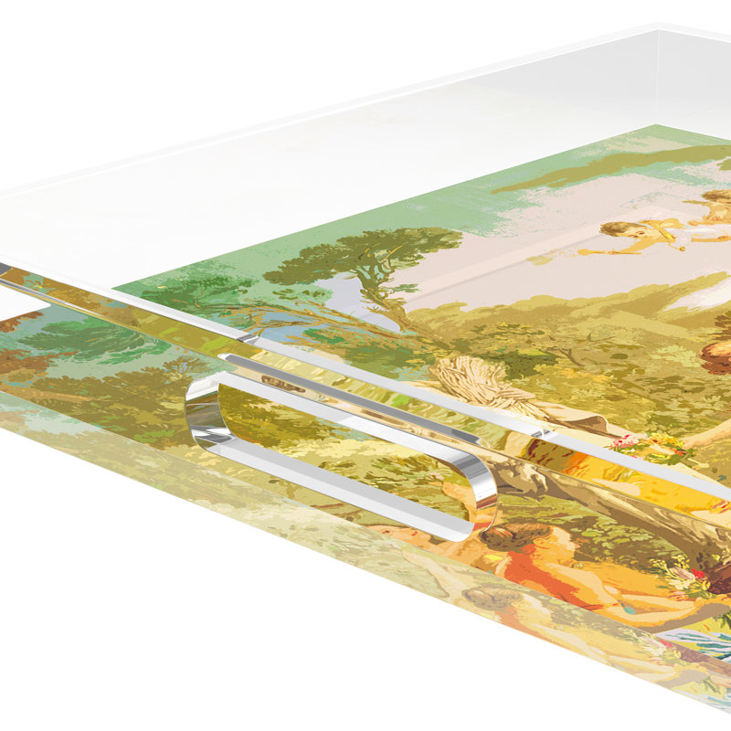 Cyprus Picnic Acrylic Square Decorative Tray, 15"W x 15"D x 2"H